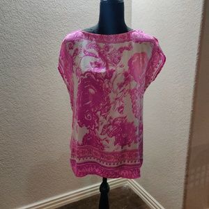 Pink and White Blouse